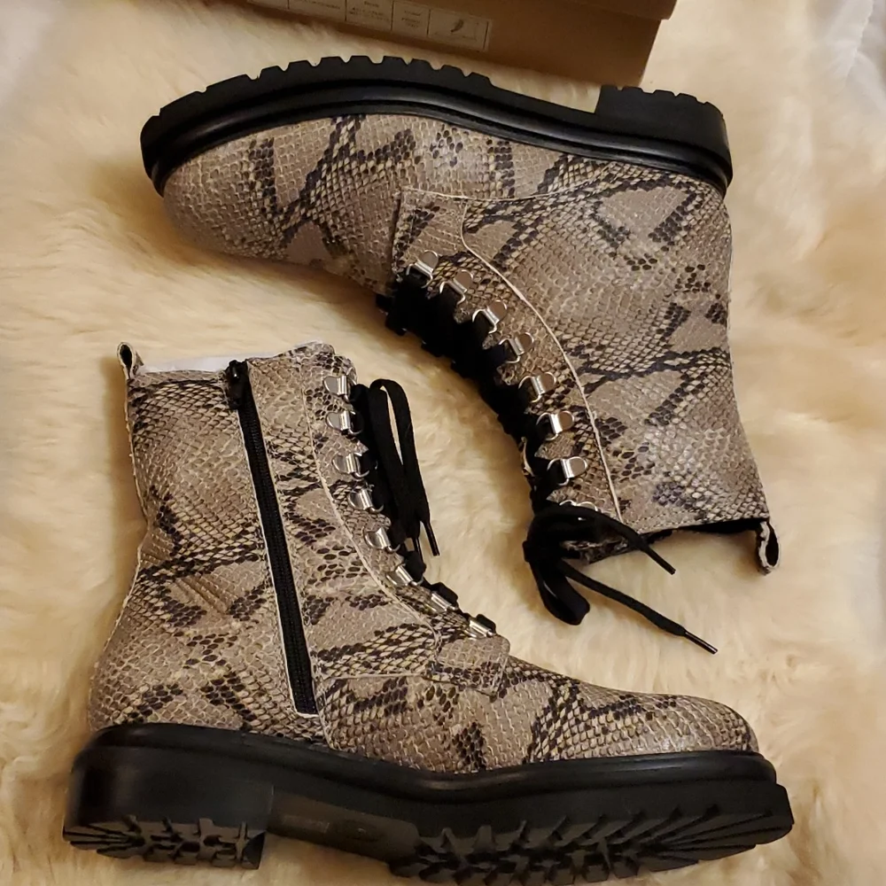 Anthropologie Shane Lace-up Boots- embossed snake - Picture 7 of 12